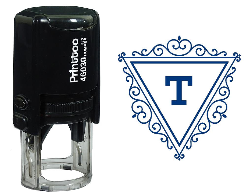 Printtoo T Alphabet Swirl Border Triangle Monogram Initial Self Inking Rubber Stamp Office