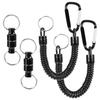 2pcs Magnetic Net Release Holder Keeper Landing Net Connector with Coiled Lanyard Carabiner Clip for Fly Fishing