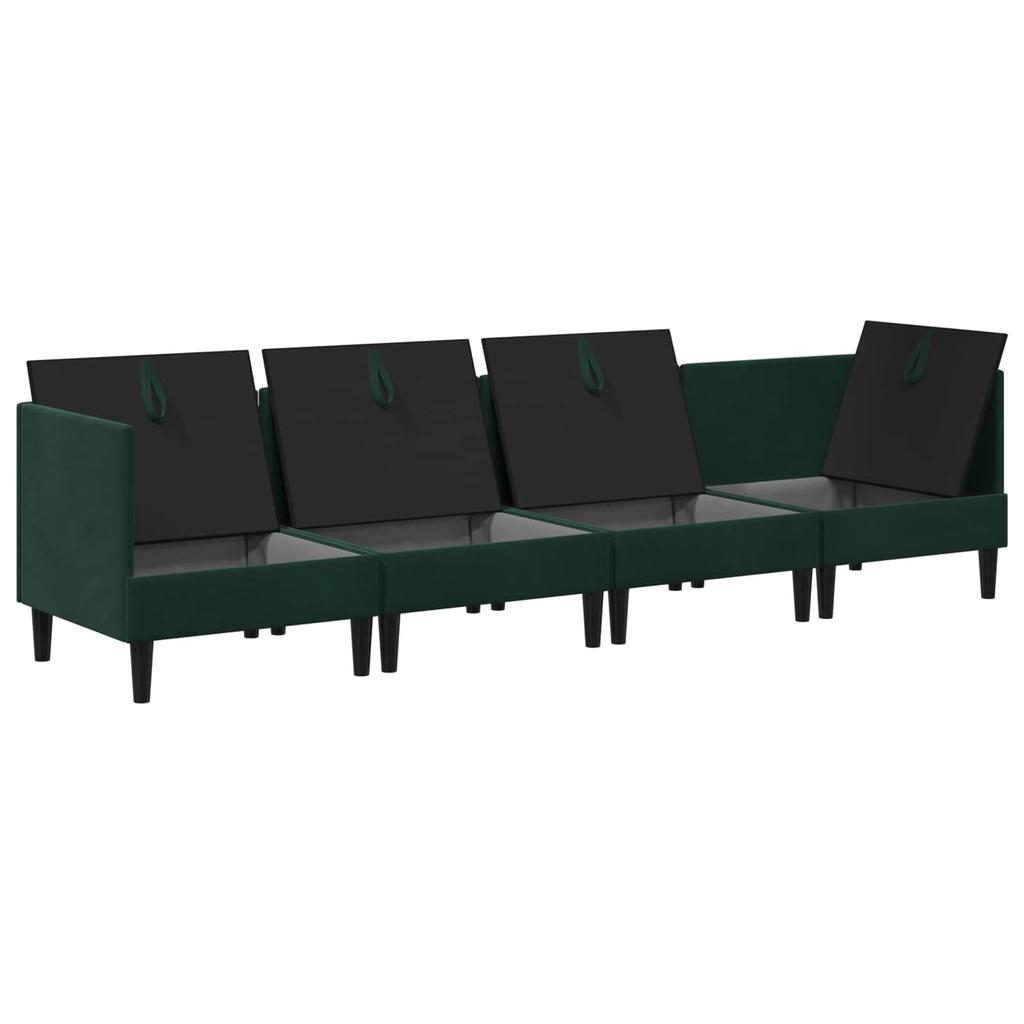 Living Room Furniture Set with Cushions 4 pcs Dark Green Velvet