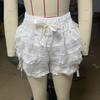 Y2k Милые шорты с бантом и кружевной отделкой Харадзюку Женские Шикарные брюки Уличная одежда Базовые Повседневные Летние шорты с оборками Корейская эстетика