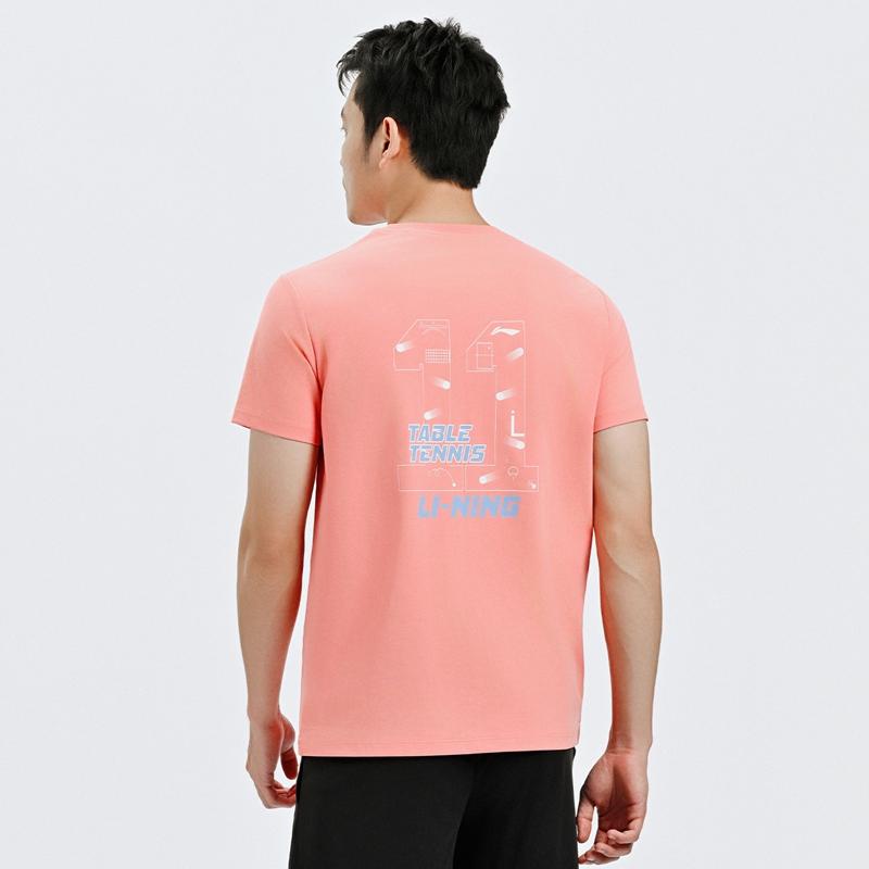 Li Ning Серия Элит по Настольному Теннису Модная Круглая Шея Быстросохнущая Дышащая Легкая Футболка с Коротким Рукавом Унисекс Топы AHSW063-3