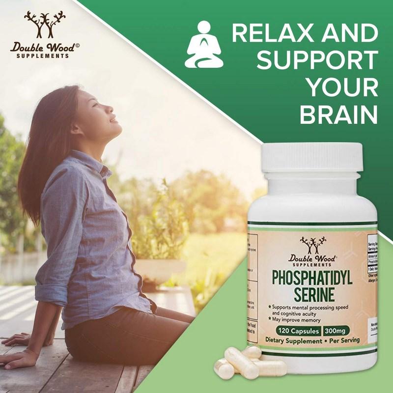Порошок фосфатидилсерина, пищевая добавка для мозга, эффективность, профилактика деменции, высокое содержание 300 мг, запас на 60 дней, 120 таблеток, 3 упаковки
