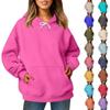 Ladies' Fashionable Casual Long Sleeved Round Neck Hooded Solid Color Hoodie With Threaded Thread