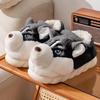 Winter Home Couple Shoes Women's Fluffy Dog Slippers Girl Animal Fur Slides Kawaii Funny Furry Shoes Woman Plush Booties Slipper