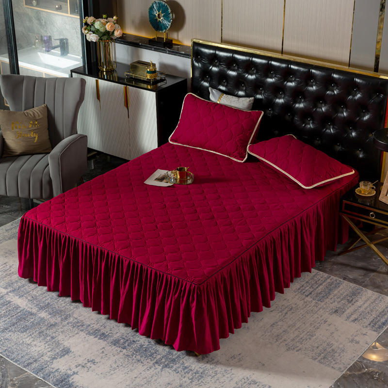 Зимнее стеганое толстое покрывало на резинке простыня с оборками мягкая подкладка для кровати пара двойной матрас чехол постельное белье 150 180x200