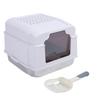 Enclosed Cat Litter Box with Lid Scoop Large Capacity Odor Control Stainless Steel Cat Toilet For Indoor Kitty