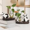 Мультфильм Панда Зеленая Роза Гидропонная Ваза Стеклянная Посуда Прозрачная Вода Питательные Свежие Цветы Цветочный Горшок Цветочная Посуда Настольное Украшение