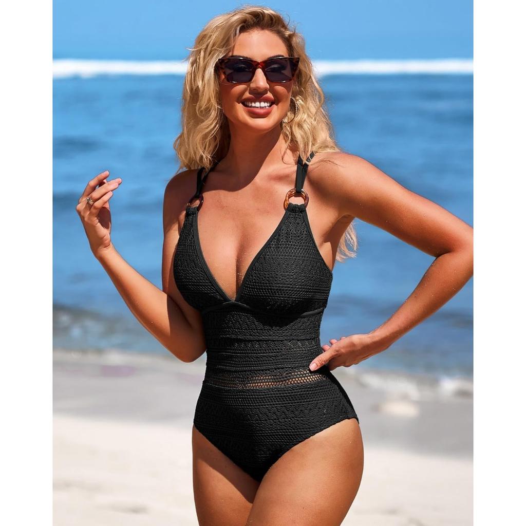 CHARMLEAKS Женский цельный купальник крючком с глубоким V-образным вырезом и ремешками, купальный костюм, Монокини, купальник