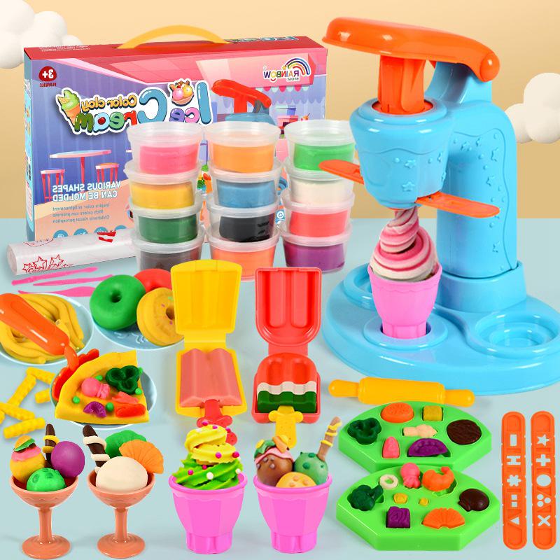 Wheat Clay Burger & Ice Cream Maker DIY Play-Doh Toy Set for Kids Ages 6+