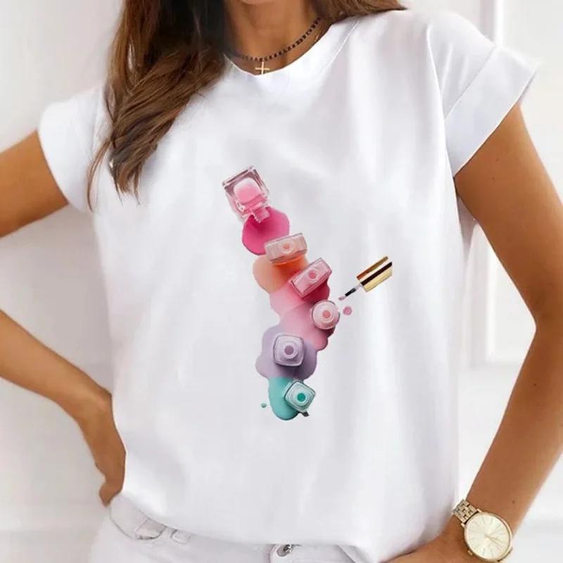 Festival Christmas Printed Short Sleeved Casual Womens Tshirt Crewneck Tops Kawaii Fashion Women TShirt Clothes Harajuku