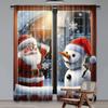 2Pcs Santa Claus Christmas Snowman Window Santa Claus Gifts For Living Room Dining Room Bedroom Curtain