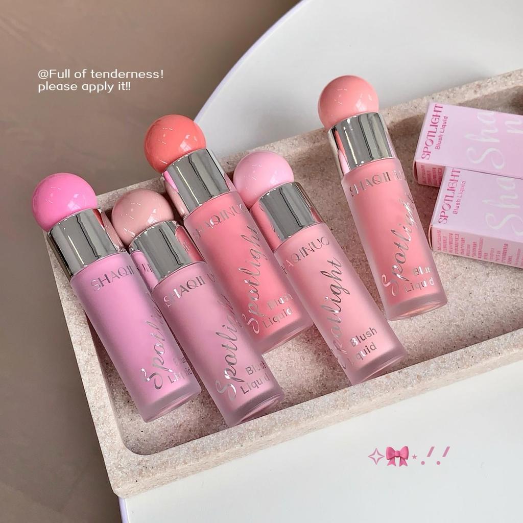 SHAQINUO Сияющие жидкие румяна и хайлайтер дуо 12ч сияние росы Легкий водно-гелевый Наслаиваемый Зеркало