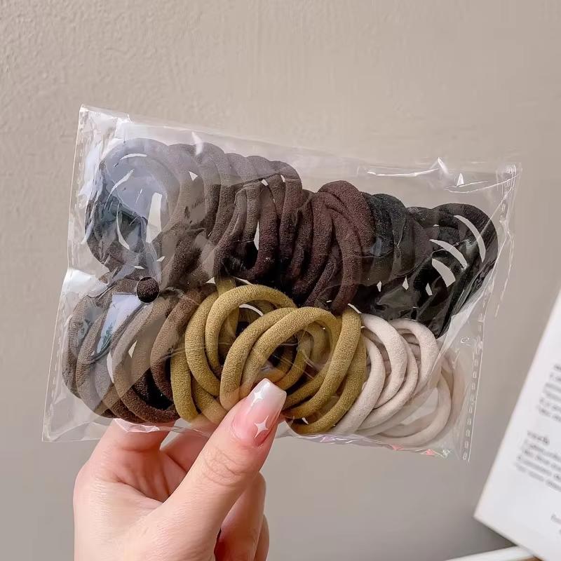 50Pcs Colorful Elastic Hair Ties for Women Ponytail Hold Scrunchie Rubber Band Basic Nylon Hair Bands Girls Hair Accessories