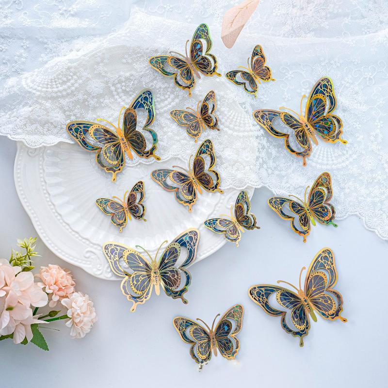 12Pcs Waterproof Butterfly Stickers Self Adhesive Ideal for Scrapbooking and DIY Projects