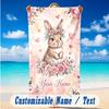 Easter Bunny Theme Beach Towel Personalized Custom Name & Text Soft Quick Dry Beach Towel for Swimming Travel