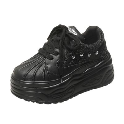 Модные модные кроссовки на шнуровке на массивной подошве для женщин, удобные дышащие платформенные спортивные туфли, женские туфли для бега из ПУ кожи с толстой подошвой