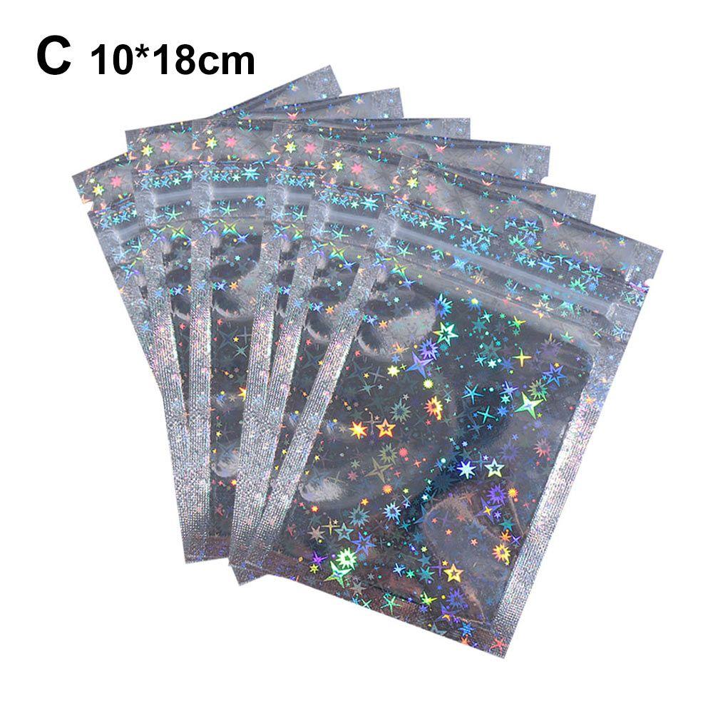 10Pcs Plastic Waterproof Zipper Packaging Bag Laser Reclosable Pouches Storage bags