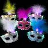 Party Supplies Feather Butterfly Mask Light Up Venice Masquerade Masks LED Glowing Mask  Gift