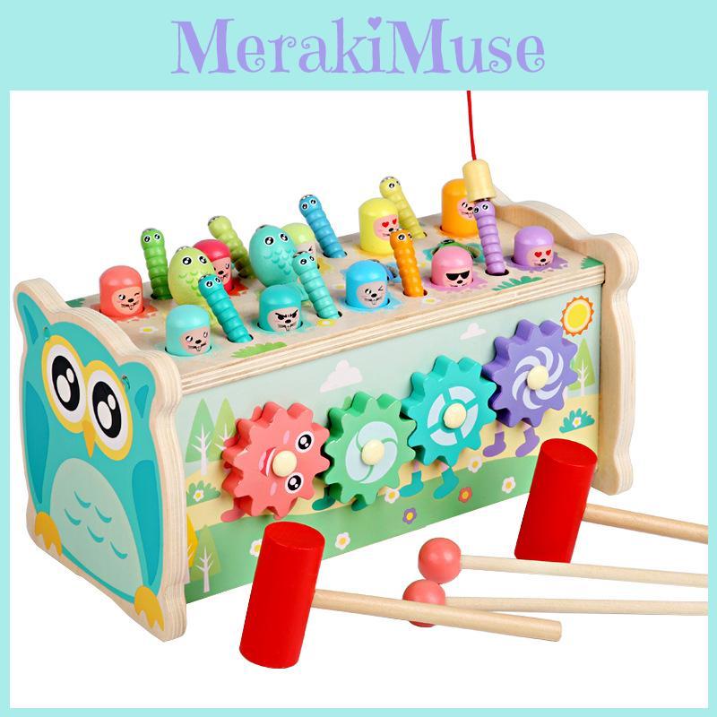 Owl Interactive Wooden Children Whacka Mole Toys Catching Fishing Features Gift