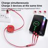 1 шт. Выдвижной кабель 3-в-1 USB Type C Micro USB 8-контактный для зарядки телефона, 110 см, 3A, быстрая зарядка, кабель USB C Amagi
