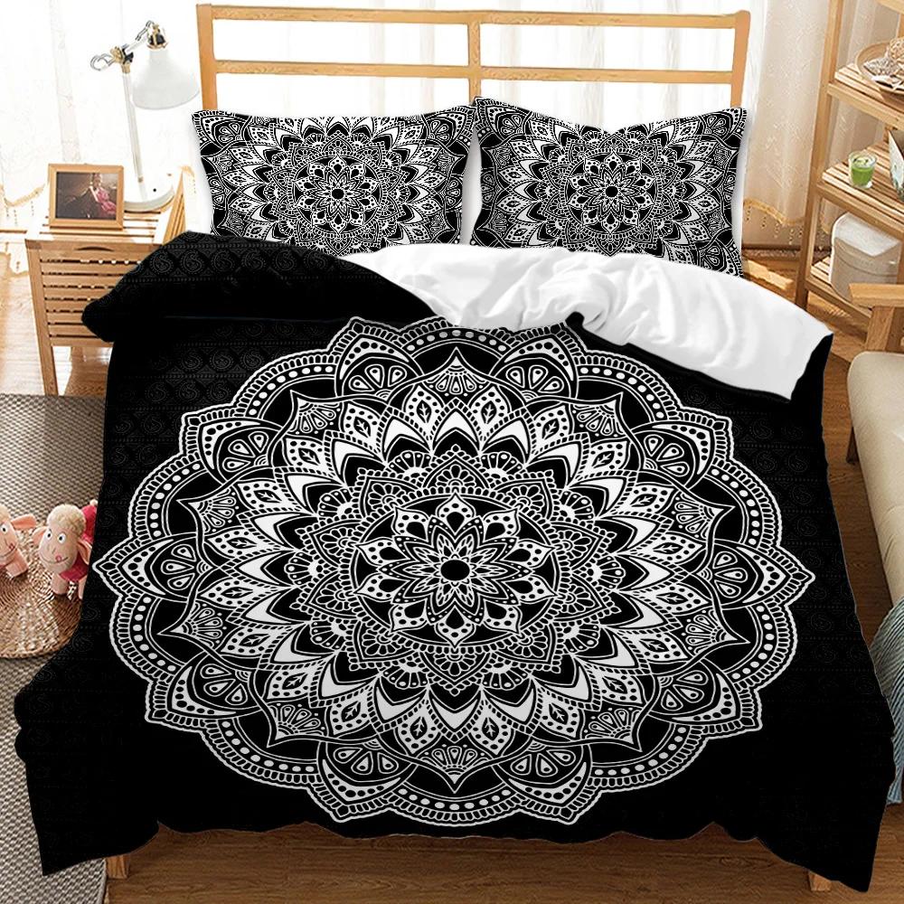 Комплект пододеяльников Mandala Elephant Boho Chic Hippie Twin Постельное белье Mandala Polyester Одеяло для взрослых Double Queen King Size