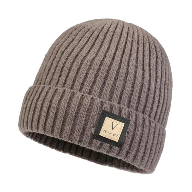 Мужская зимняя утепленная шерстяная вязаная шапка с флисовой подкладкой, модная универсальная однотонная шапка в корейском стиле