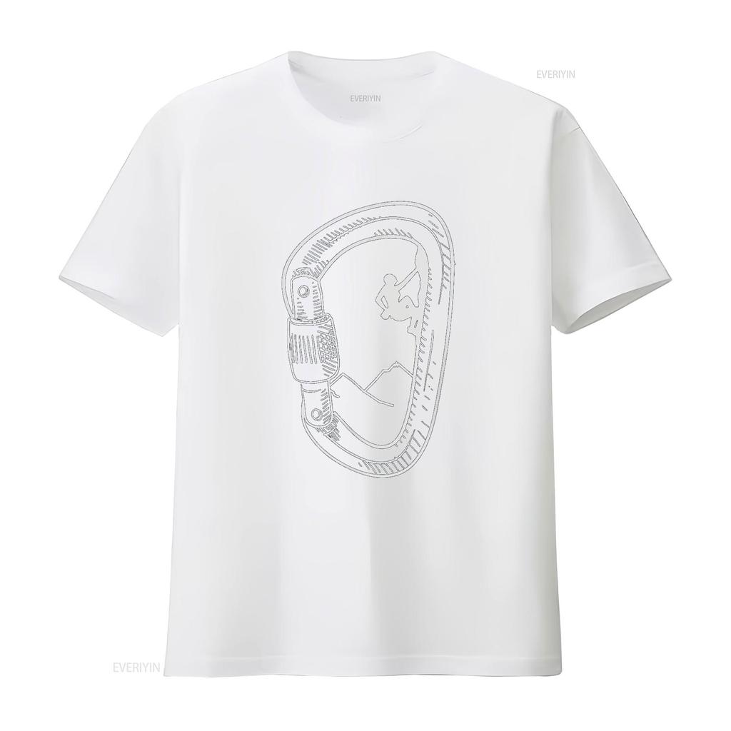 Rock Climbing T Shirt Carabiner Mountain Climber  vintage Washed Slightly Unisex graphic Top For Everyday Wear Stretched