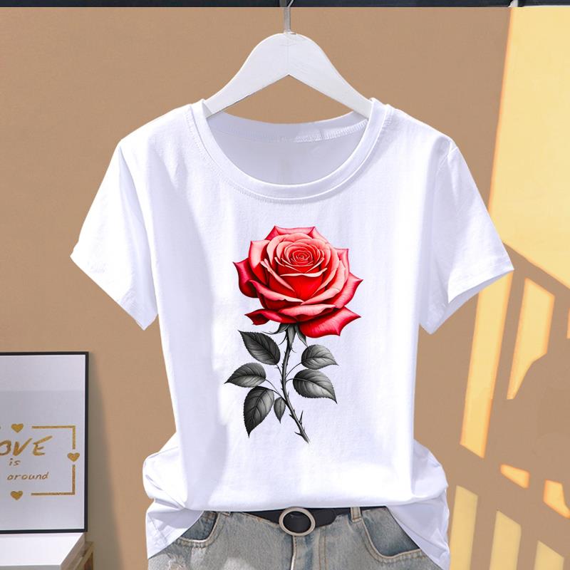 (Asian Size) Women's Top 90s Trend Butterfly Cute Short Sleeve T-shirts Fashion T Clothing Print Female Casual Graphic Tee