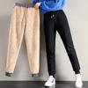 Women Winter Thick Lambskin Cashmere Pants Women Soft Warm Female Casual Cotton Pants Loose Harlan Long Trousers 23950