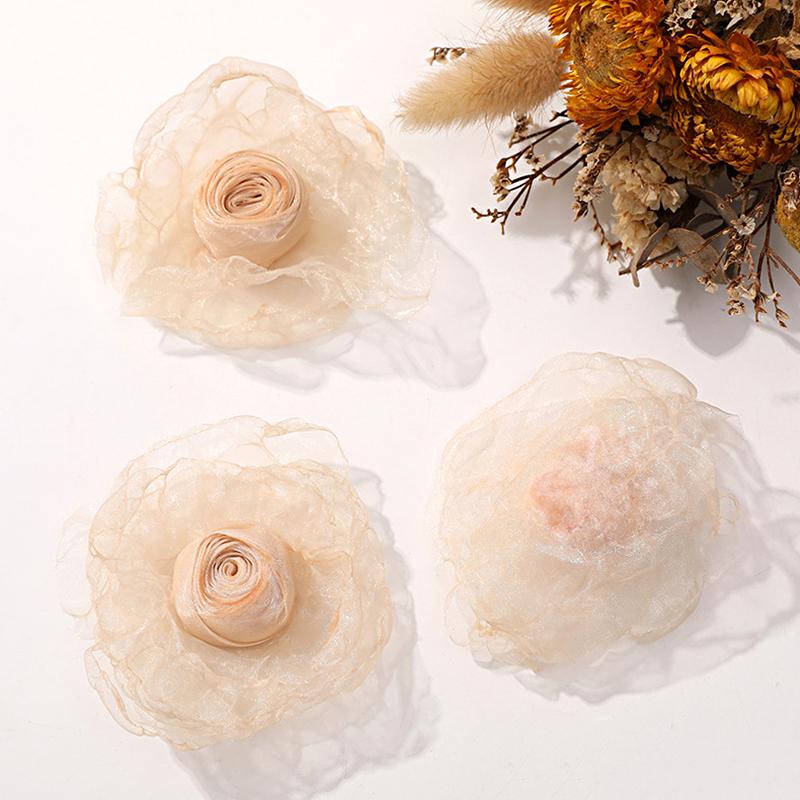 3 шт. розовые цветы для женской одежды, сетка, марля, 3D ткань, ремесло, 7 см, заколка для волос, швейные украшения, головные уборы своими руками
