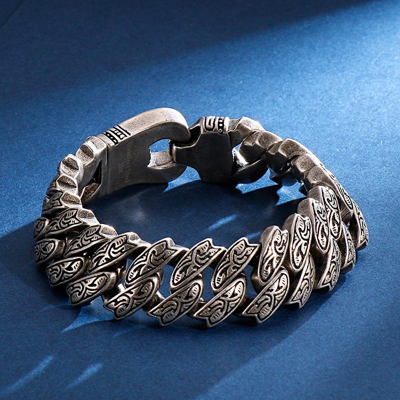 316L Titanium Steel Vintage Snap Button Bracelet - Punk Rock Hip Hop Style for Men