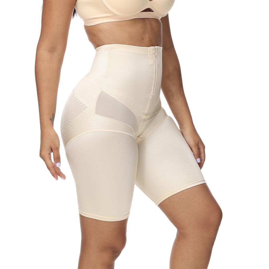 High Waisted Shapewear Tummy Control Shorts Butt Lifting Body Shaper Fajas Shorts with Hook Zipper Closure