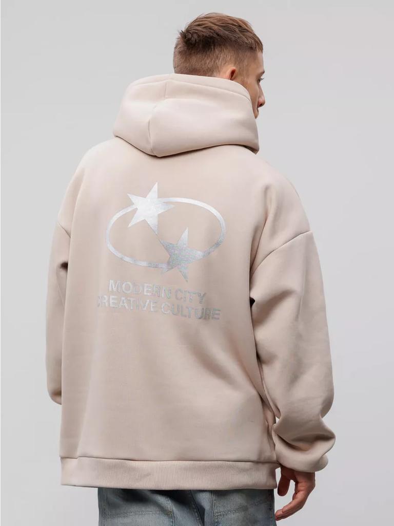 Men's Oversized Printed Hoodie Long Sleeve Casual Fleece Pullover Sweatshirt