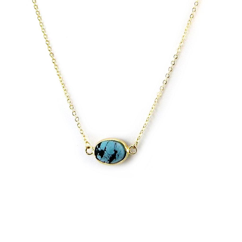 Les Trésors De Lily [N3746] - Golden Turquoise 'Mineralia' Necklace