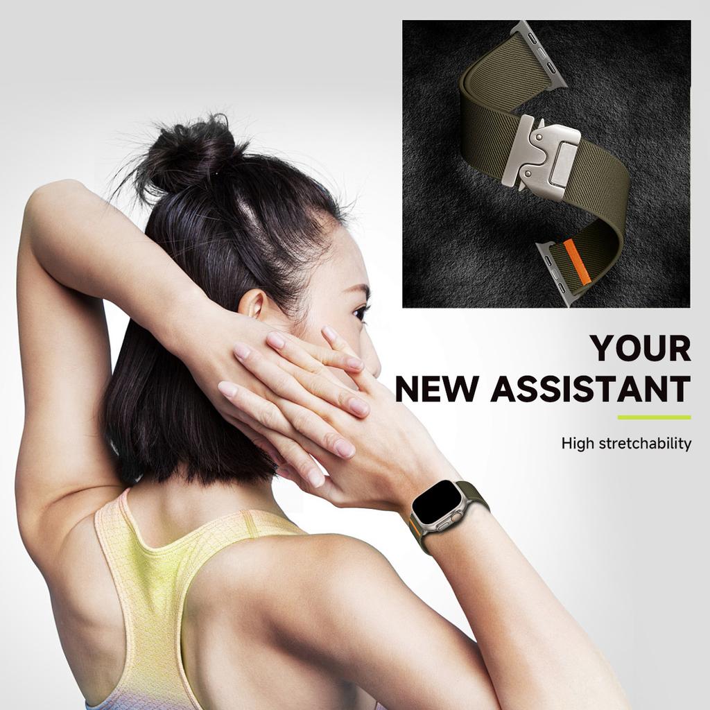 Нейлоновый ремешок для Apple Watch Ultra 2 Band 49 мм 45 мм 41 мм 44 мм 46 мм 42 мм 38 мм 40 мм плетеный эластичный браслет для IWatch Series 10 9 8 7 6 SE