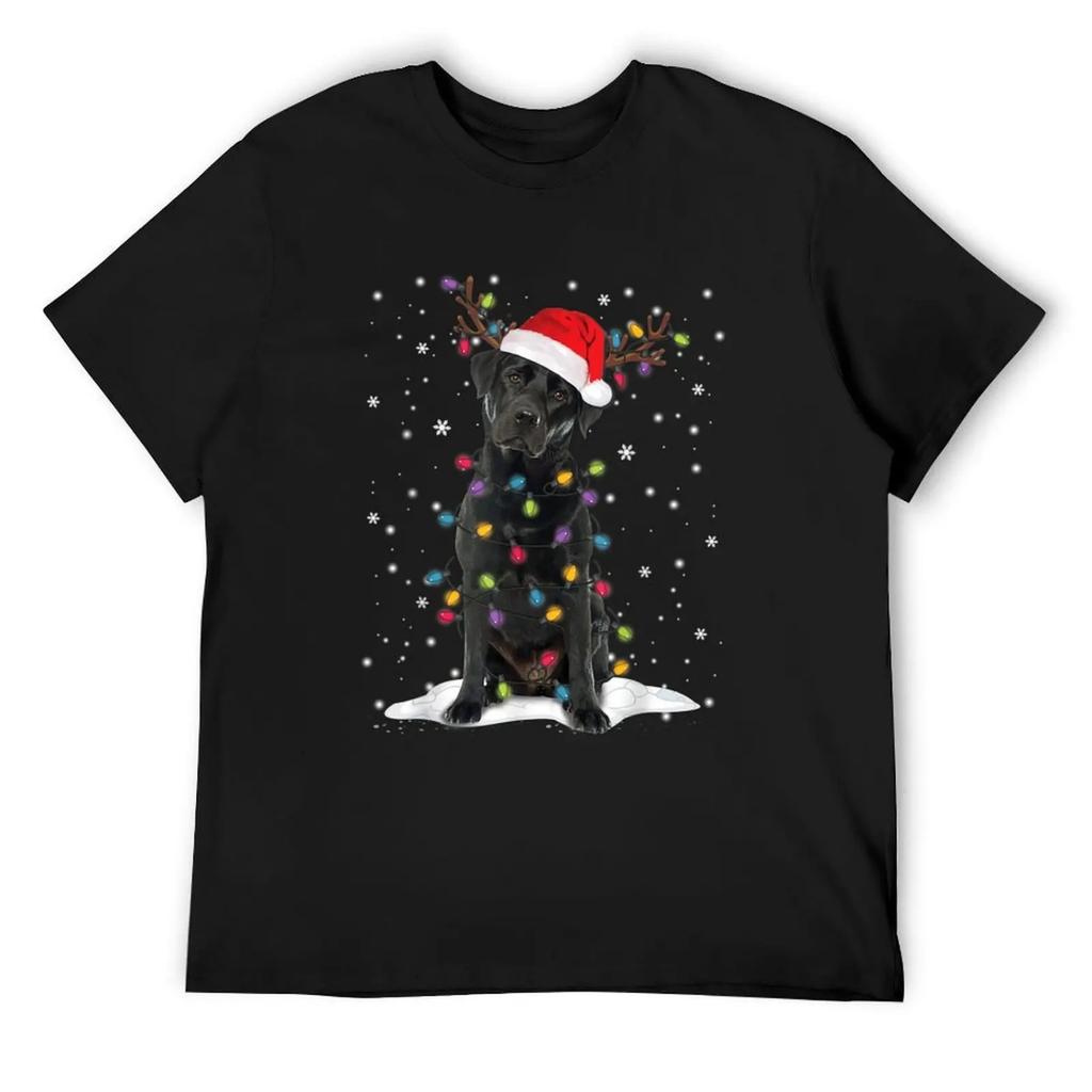 Black Labrador Xmas Dog Christmas Tree Light T-Shirt graphics tops shirts graphic tees men graphic t shirts