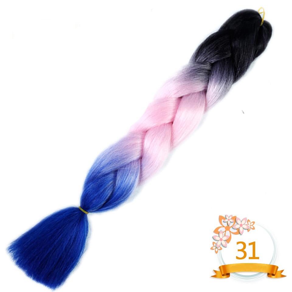 Синтетические плетеные волосы 24 дюйма Jumbo Braid Ombre Jumbo Наращивание волос для женщин DIY Косички для волос Фиолетовый Розовый Желтый Красный