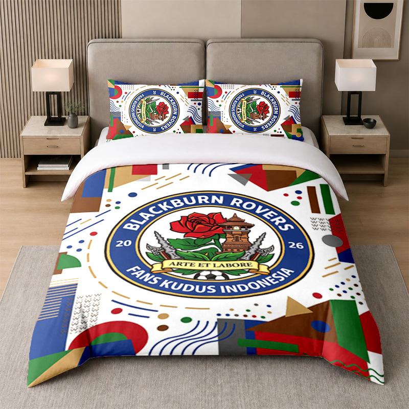 3Pcs Bedding SetBlackburn Rovers Football Soft Bed Sheet and Two Pillowcases Home Bedroom Decor