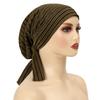 Women Headscarf Hat Striped Print Lace-up Turban Hat Hair Loss Chemotherapy Headwear Full Coverage Head Wrap