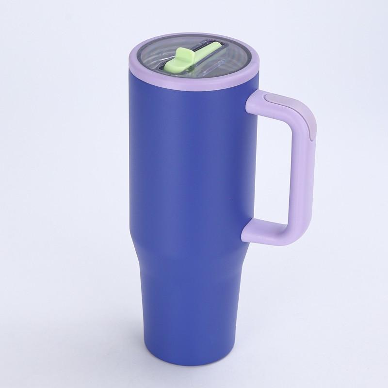 40oz Insulated Car Cup With Handle 304 Stainless Steel Straw Leakproof Vacuum Tumbler Cold Hot Drinks