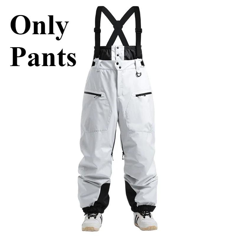 Winter New Skiing Pants Thickening Warm Ski Overalls Men Loose Snow Clothes Outdoor Windproof Snowboard Trousers Waterproof Pant