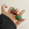 Strawberry Drip Oil Ring Geometric Fruit Enamel Ring Cute Painting Ring  Gift