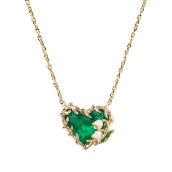 Birthstone Heart Necklace Birth Stone and Flower Pendant Necklace Jan to Dec