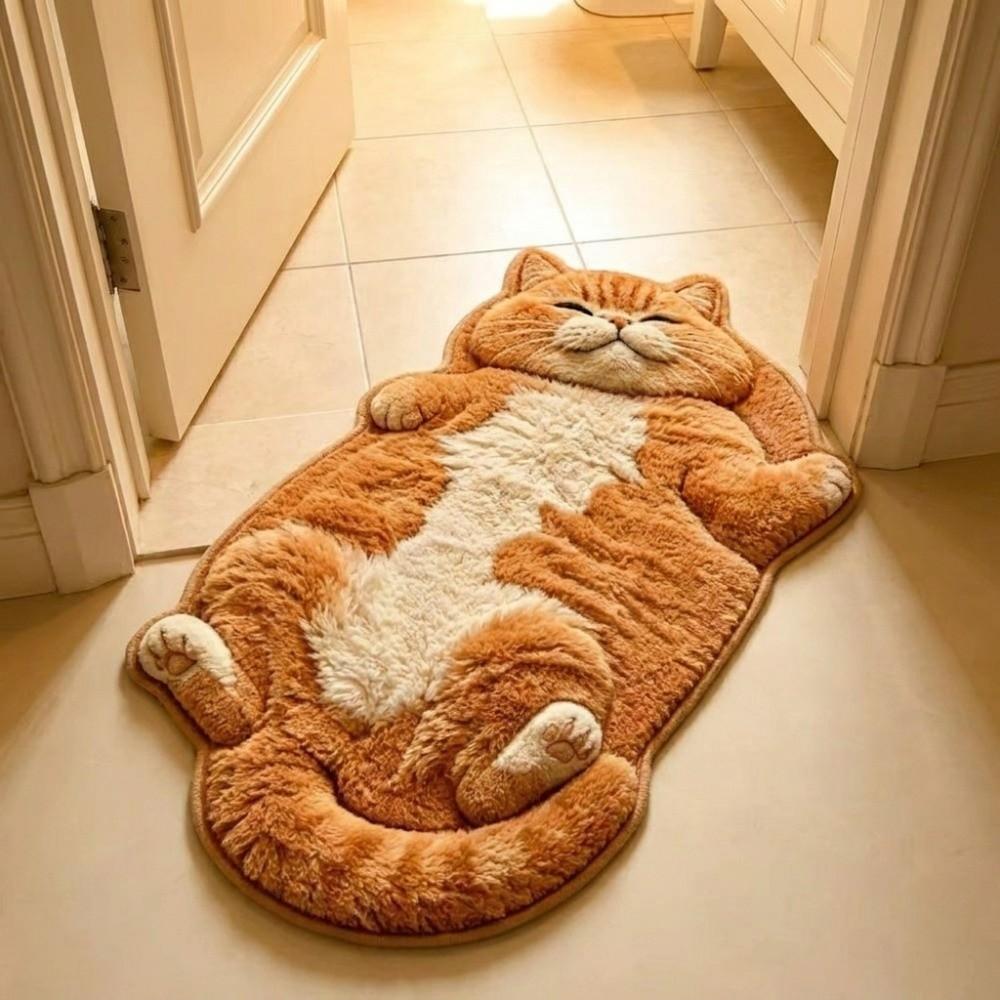 Non-Slip Cat-Shaped Area Rug Easy to Clean Cartoon Carpet Soft Home Decor Carpet Living Rooms
