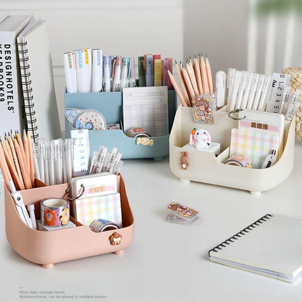 Plastic Pen Holder Multifunctional Makeup Brush Holder Cute Pen Container Students