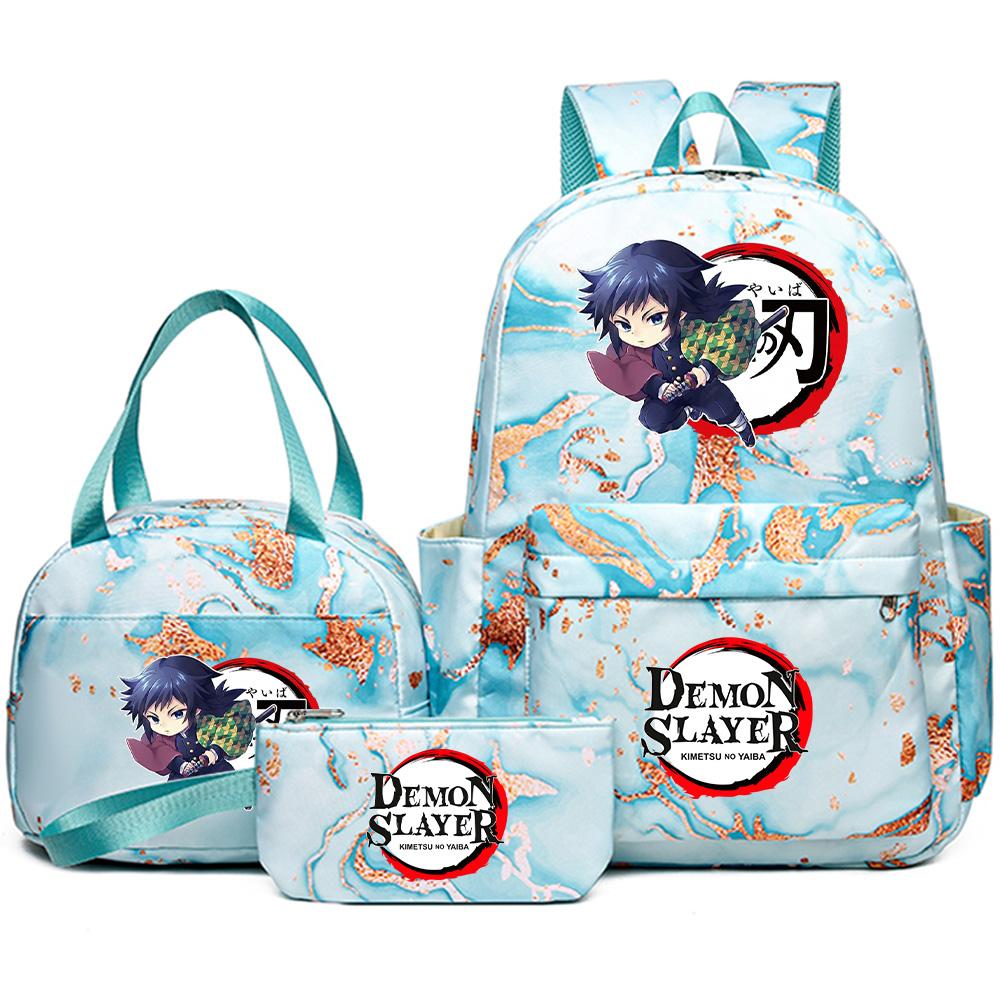 3 шт./комплект Рюкзак с принтом «Клинок, рассекающий демонов» с сумочкой и пеналом для подростка, школьника, девочки, мальчика, большой вместимости, водонепроницаемый, для книг, школьный, дорожный, подарок