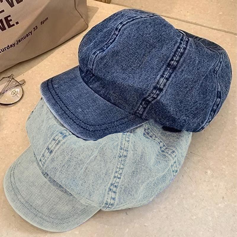 Женская шляпа художника в стиле ретро, ​​синяя шляпа, ковбойский берет, восьмиугольная шляпа, тонкая летняя выставка, маленькое лицо