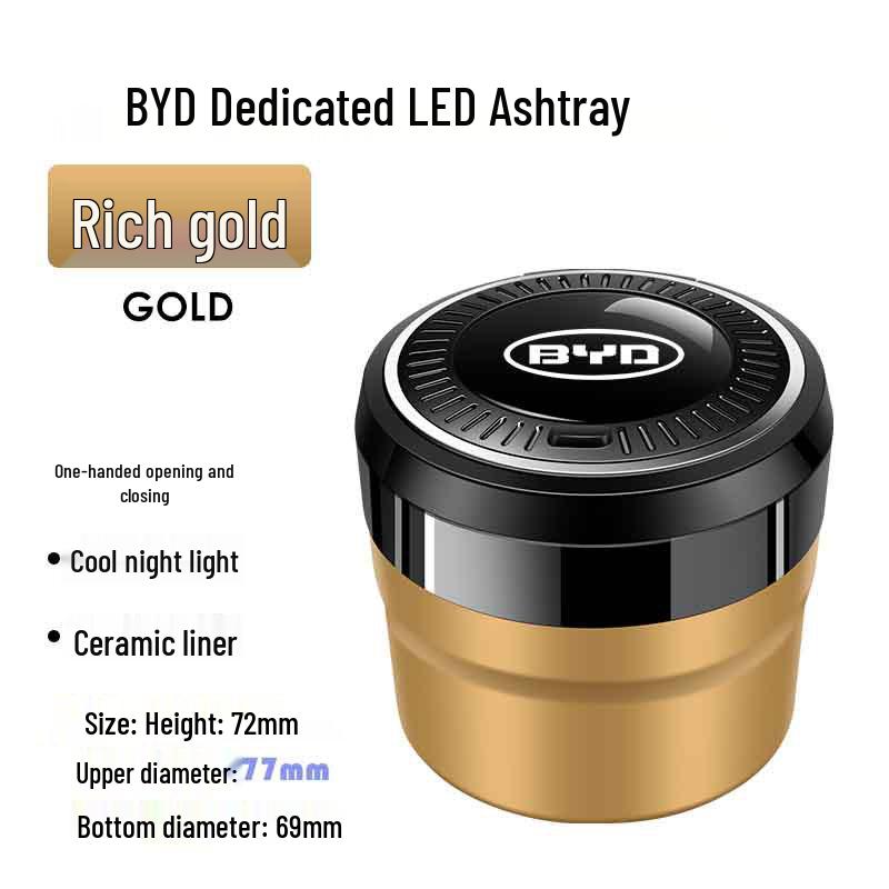Стильная автомобильная пепельница для моделей BYD: Song Pro, Qin Plus, Tang DMI, Seagull, Han EV, Yuan, Dolphin, Seal