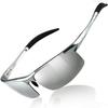 Polarized Sports Sunglasses UV400 Sunglass Silver Alloy Ultra Light Sunglasses for Men 8177 [DUCO] Men's AL-MG Driving/Biking/Fishing/Running/Golf