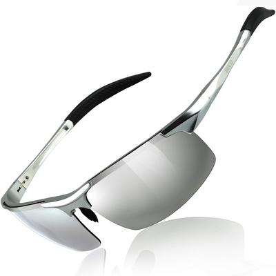 Поляризованные спортивные солнцезащитные очки UV400 Sunglass Silver Alloy Ultra Light Sunglasses for Men 8177 [DUCO] Мужские AL-MG для вождения/велосипеда/рыбалки/бега/гольфа